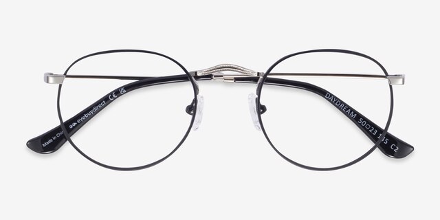 Daydream Black Silver MétalMontures de lunettes de vue d'EyeBuyDirect, Vue Rapprochée