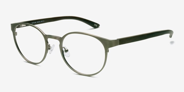 Outline Matte Silver & Wood Wood-textureEyeglass Frames from EyeBuyDirect, Angle View