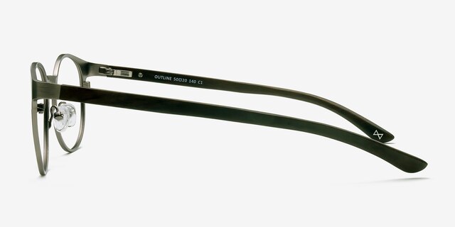 Outline Matte Silver & Wood Wood-textureEyeglass Frames from EyeBuyDirect, Side View