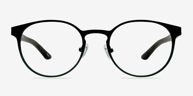 Outline Black Steel & Wood Wood-textureEyeglass Frames from EyeBuyDirect, Front View