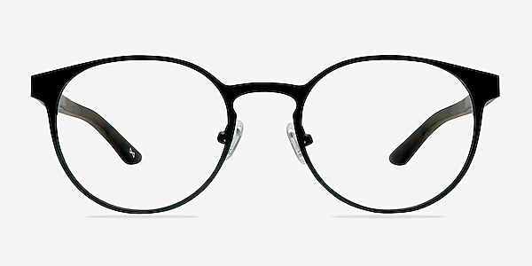 Outline Black Steel/Wood Wood-texture Eyeglass Frames