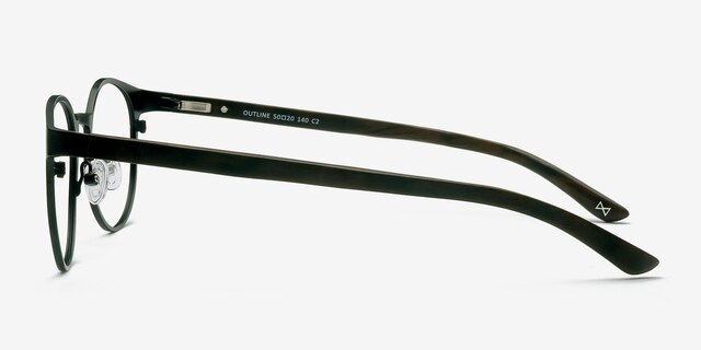 Outline Black Steel & Wood Wood-textureEyeglass Frames from EyeBuyDirect, Side View