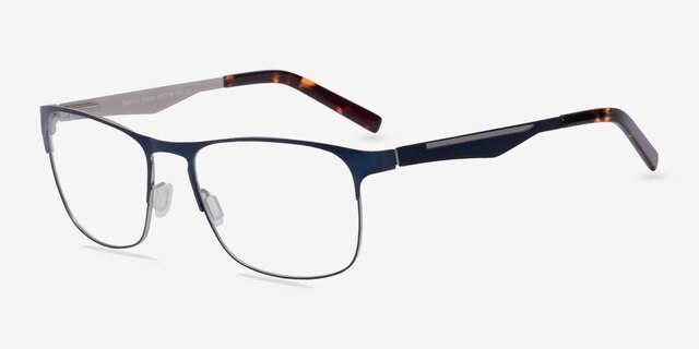 Bethnal Green Navy MetalEyeglass Frames from EyeBuyDirect, Angle View