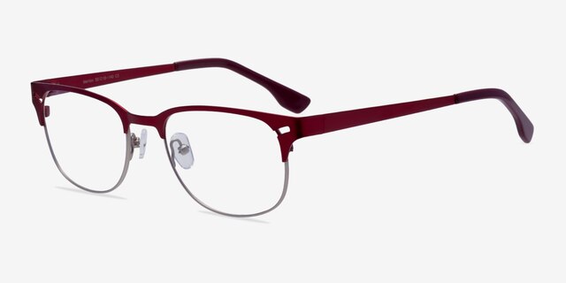 Merrion Burgundy MetalEyeglass Frames from EyeBuyDirect, Angle View