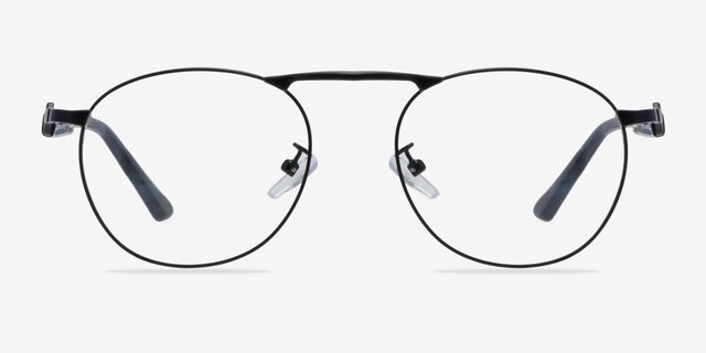 Tarantino Matte Black MetalEyeglass Frames from EyeBuyDirect, Front View