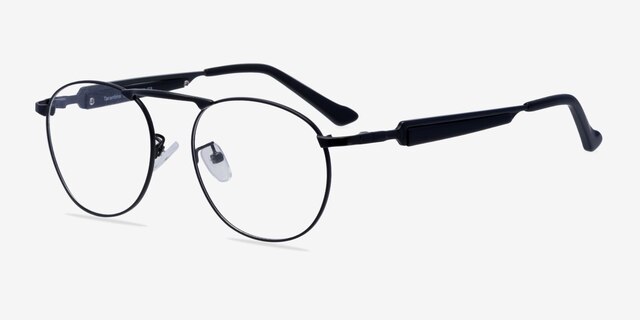 Tarantino Matte Black MetalEyeglass Frames from EyeBuyDirect, Angle View