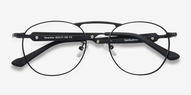 Tarantino Matte Black MetalEyeglass Frames from EyeBuyDirect, Closed View