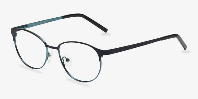 Mamba Bleu marine MétalMontures de lunettes de vue d'EyeBuyDirect, Vue d'Angle
