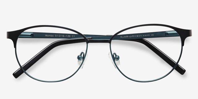Mamba Bleu marine MétalMontures de lunettes de vue d'EyeBuyDirect, Vue Rapprochée