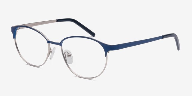 Mamba Navy Silver MétalMontures de lunettes de vue d'EyeBuyDirect, Vue d'Angle