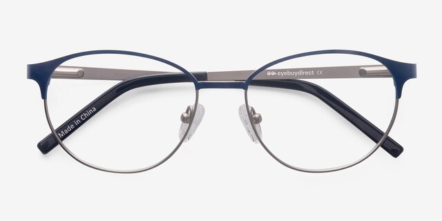 Mamba Navy Silver MétalMontures de lunettes de vue d'EyeBuyDirect, Vue Rapprochée