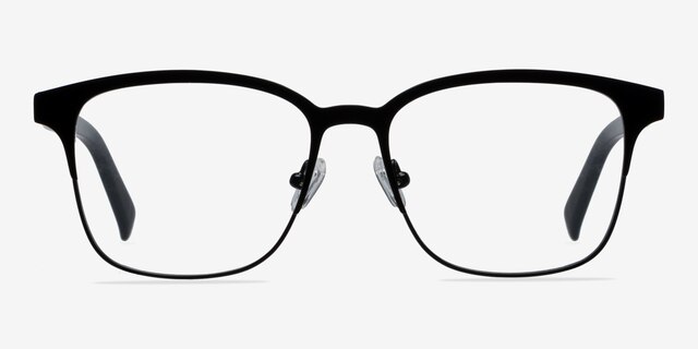 Intense Matte Black Acetate-metalEyeglass Frames from EyeBuyDirect, Front View