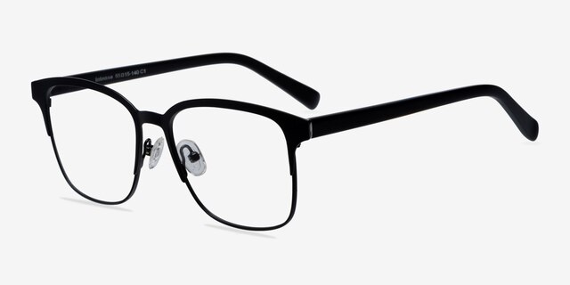 Intense Matte Black Acetate-metalEyeglass Frames from EyeBuyDirect, Angle View