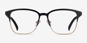 Intense Matte Black/Golden  Acetate-metal Montures de lunettes de vue d'EyeBuyDirect, Vue de Face