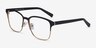 Intense Matte Black & Golden Acetate-metalEyeglass Frames from EyeBuyDirect, Angle View