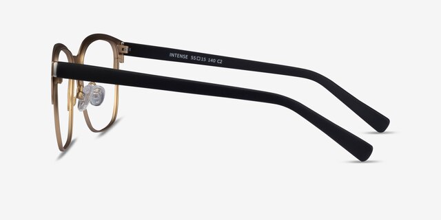Intense Matte Black & Golden Acetate-metalEyeglass Frames from EyeBuyDirect, Side View