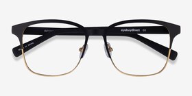 Intense Matte Black/Golden  Acetate-metal Montures de lunettes de vue d'EyeBuyDirect, Vue Rapprochée