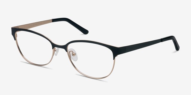 Sapphire Black Golden MétalMontures de lunettes de vue d'EyeBuyDirect, Vue d'Angle
