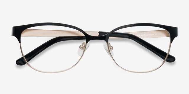 Sapphire Black Golden MétalMontures de lunettes de vue d'EyeBuyDirect, Vue Rapprochée