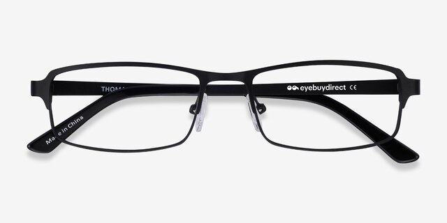 Thomas Matte Black MetalEyeglass Frames from EyeBuyDirect, Closed View