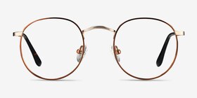 Daydream Brown Golden Métal Montures de lunettes de vue d'EyeBuyDirect, Vue de Face