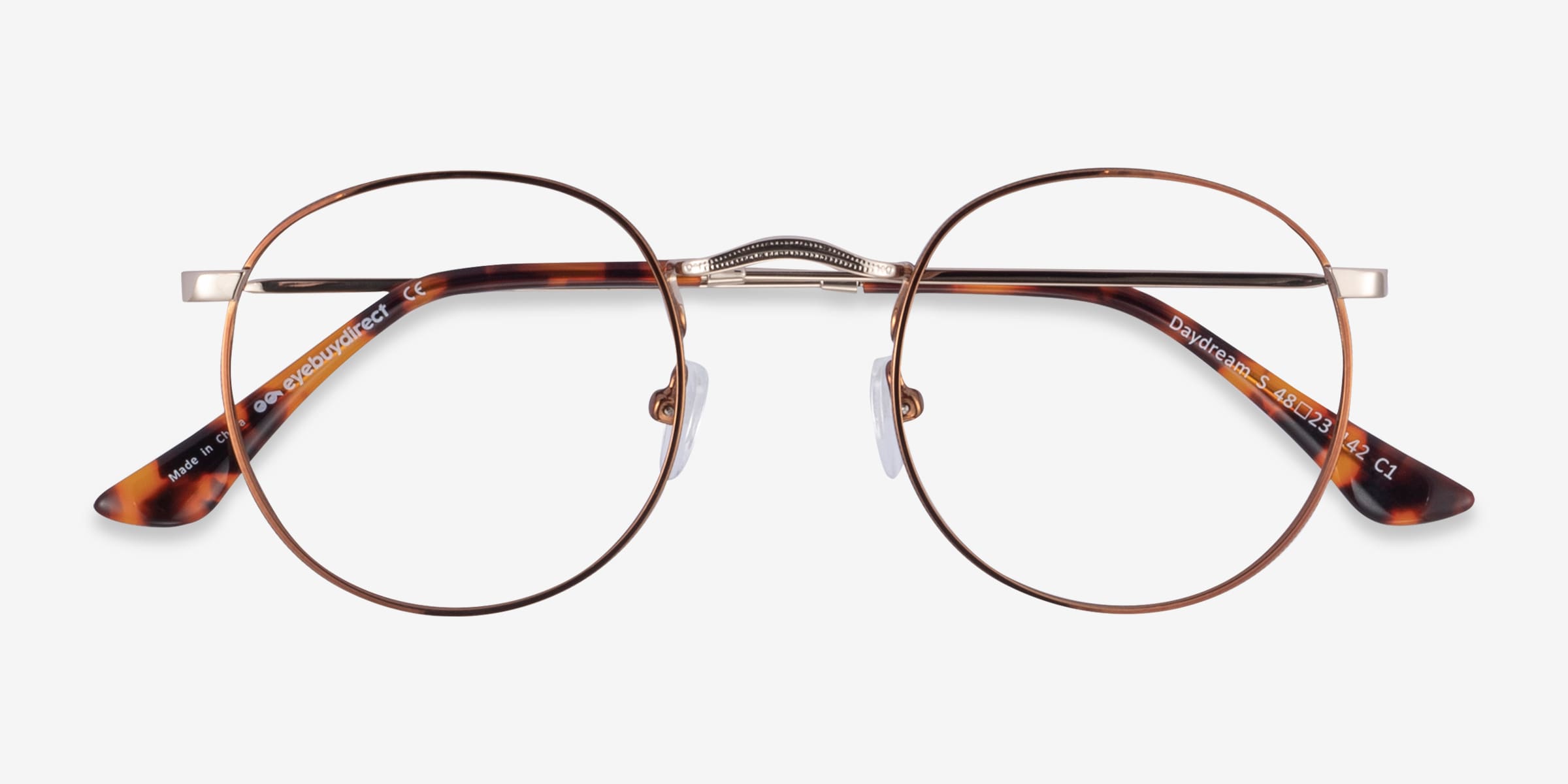 Daydream Round Brown Golden Full Rim Eyeglasses | Eyebuydirect