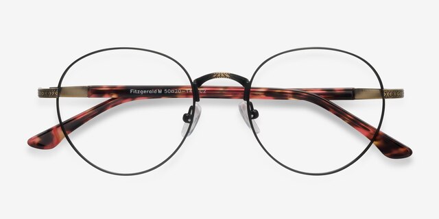 Fitzgerald Matte Black And Tortoise MétalMontures de lunettes de vue d'EyeBuyDirect, Vue Rapprochée