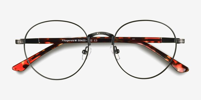 Fitzgerald Black & Tortoise MétalMontures de lunettes de vue d'EyeBuyDirect, Vue Rapprochée
