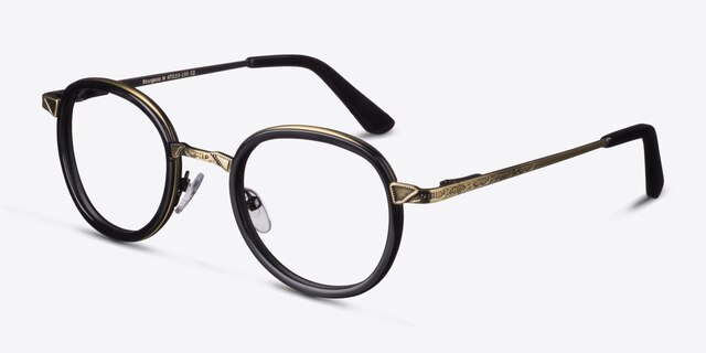 Bourgeois Black MetalEyeglass Frames from EyeBuyDirect, Angle View