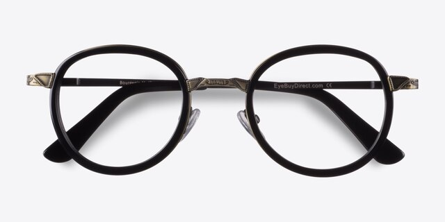 Bourgeois Black MetalEyeglass Frames from EyeBuyDirect, Closed View