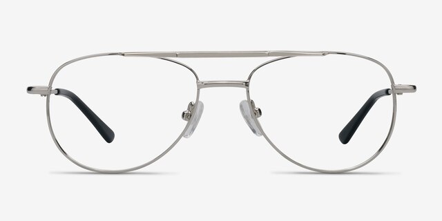 Tasker Silver MetalEyeglass Frames from EyeBuyDirect, Front View
