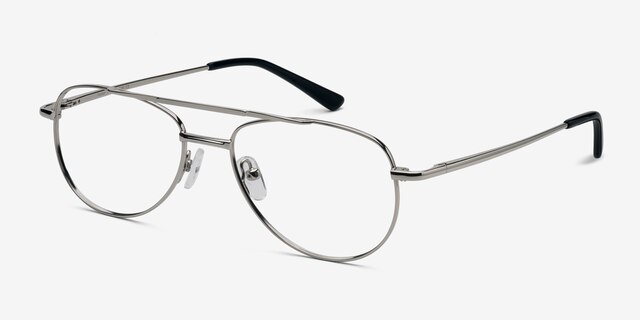 Tasker Silver MetalEyeglass Frames from EyeBuyDirect, Angle View