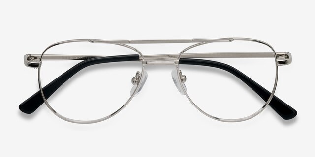 Tasker Silver MetalEyeglass Frames from EyeBuyDirect, Closed View
