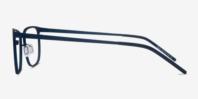 Slight Matte Navy MetalEyeglass Frames from EyeBuyDirect, Side View