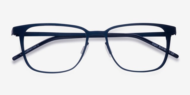 Slight Matte Navy MetalEyeglass Frames from EyeBuyDirect, Closed View