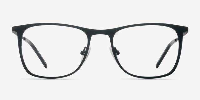 Whisper Matte Black MetalEyeglass Frames from EyeBuyDirect, Front View