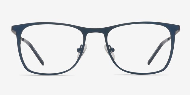 Whisper Matte Navy MetalEyeglass Frames from EyeBuyDirect, Front View
