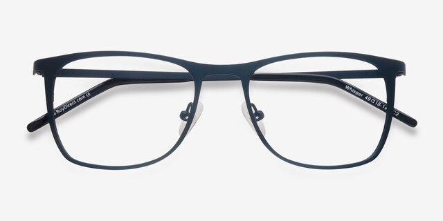 Whisper Matte Navy MetalEyeglass Frames from EyeBuyDirect, Closed View