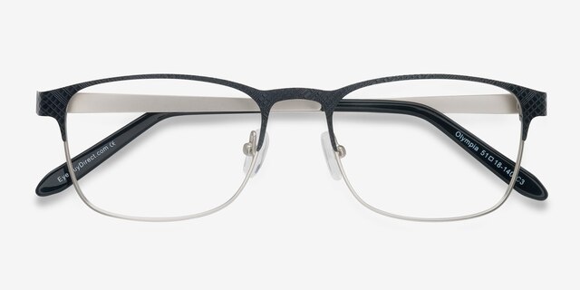Olympia Black Silver MétalMontures de lunettes de vue d'EyeBuyDirect, Vue Rapprochée