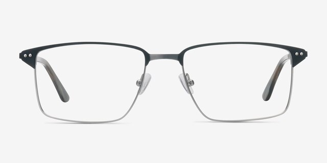 Absolute Black Gunmetal MetalEyeglass Frames from EyeBuyDirect, Front View