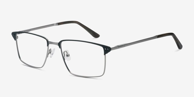 Absolute Black Gunmetal MetalEyeglass Frames from EyeBuyDirect, Angle View