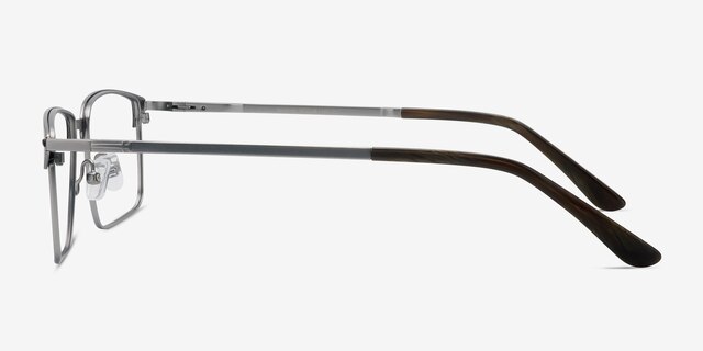 Absolute Black Gunmetal MetalEyeglass Frames from EyeBuyDirect, Side View