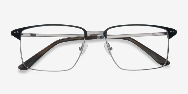 Absolute Black Gunmetal MetalEyeglass Frames from EyeBuyDirect, Closed View