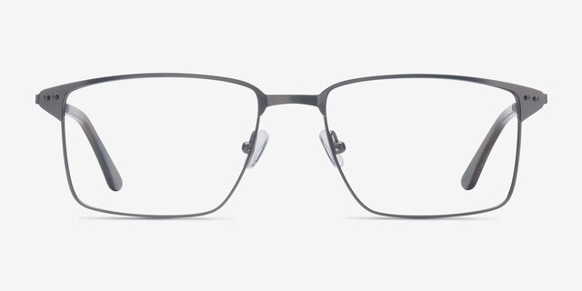 Absolute Gunmetal MetalEyeglass Frames from EyeBuyDirect, Front View