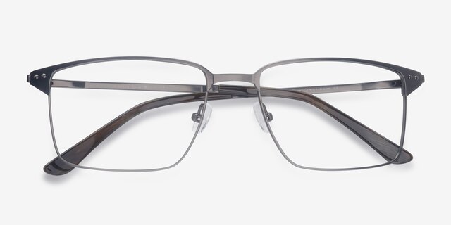 Absolute Gunmetal MetalEyeglass Frames from EyeBuyDirect, Closed View