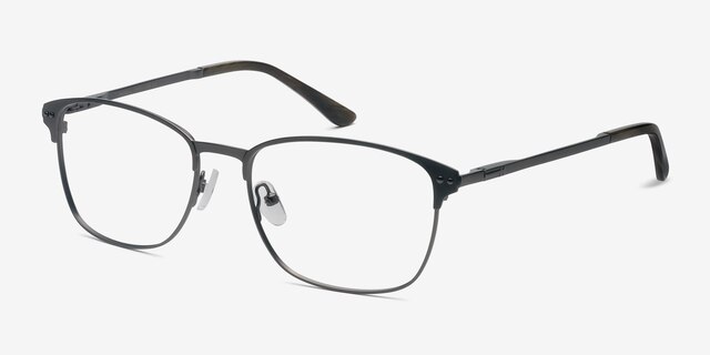 Arcadian Gunmetal MétalMontures de lunettes de vue d'EyeBuyDirect, Vue d'Angle