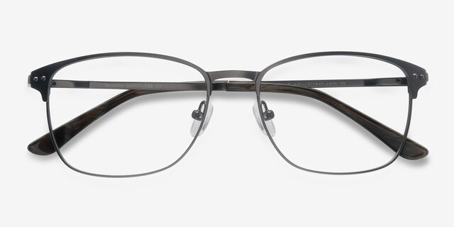 Arcadian Gunmetal MétalMontures de lunettes de vue d'EyeBuyDirect, Vue Rapprochée
