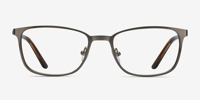 Lines Gunmetal MetalEyeglass Frames from EyeBuyDirect, Front View