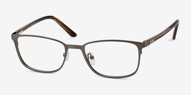 Lines Gunmetal MetalEyeglass Frames from EyeBuyDirect, Angle View