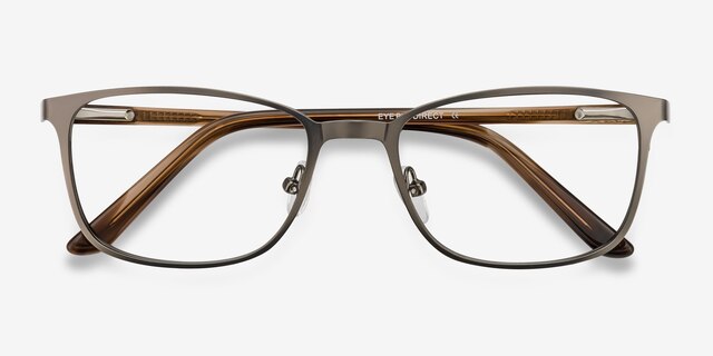 Lines Gunmetal MetalEyeglass Frames from EyeBuyDirect, Closed View